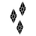 three diamond shapes are shown in black and white