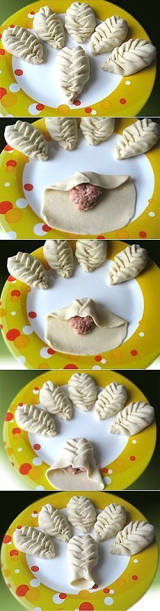 three pictures show different stages of making dumplings