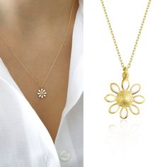 "Introducing the Tiny Daisy 14k Gold Necklace - the perfect blend of elegance and simplicity. This minimalist charm features a white enamel jewelry daisy, chamomile flower dainty pendant that is sure to turn heads. This necklace is perfect for bridesmaids or as a gift for her. The 14k gold material ensures that this necklace is of the highest quality and will last for years to come. The dainty and delicate design of this necklace makes it perfect for everyday wear or to dress up for a special oc White Flower Shape Jewelry For Anniversary, White Flower-shaped Anniversary Jewelry, Dainty White Gold Necklace As Gift For Mom, White Gold Plated Necklaces For Mother's Day, White Gold-plated Necklaces For Mother's Day, Elegant White Jewelry For Mom's Gift, Elegant White Jewelry As Gift For Mom, Elegant White Jewelry As A Gift For Mom, Elegant White Jewelry For Mom