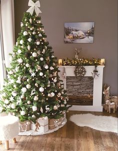 a decorated christmas tree in a living room