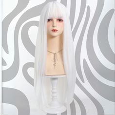 26-Inch Long Straight White Synthetic Wig for Women - Heat-Resistant Wig with Bangs - Perfect for Parties and Cosplay 🌟 Welcome to VixenWig! 🌟 Transform your look with our stunning 26-Inch Long Straight White Synthetic Wig--perfect for parties, cosplay, and special occasions! ❄️✨ 🔮 Color: Sleek White 🔮 Material: High Temperature Fiber 🔮 Wig Type: Long Wig with Bangs 🔮 Cap Type: Rose Mesh Net for a secure, comfortable fit 🔮 Heat Resistance: Up to 100oC 🔮 Dye/Bleach/Perm: Not suitable for White Wig, Soft Bangs, Wig Curly, Party Wig, Wig Party, Long Curly Wig, Wavy Wig, Curly Wig, Wig Making