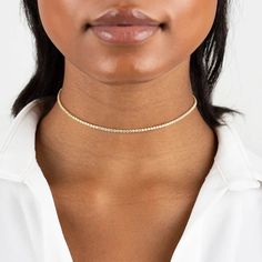 Tennis necklaces are a classic must have and the Talia Crystal Choker gives you a whole vibe with it's choker style. Its perfect for wearing alone or layered with other necklaces. This is a fall staple! This necklace is made of stainless steel, so waterproof. The color remains perfect! Gold: 18k gold platingLength: 42 - 48 cmMaterial: Stainless steel Waterproof jewelry Hypoallergenic Tarnish Free Glazd Pouch with every order Free US Shipping Easy Exchange & Return policy PRODUCT INFOAll our jewe Diamonds Choker, Precious Jewels, Waterproof Jewelry, Choker Style, Tennis Necklace, Crystal Choker, Online Jewelry Store, Silver Rose Gold, Gold Plated Sterling Silver