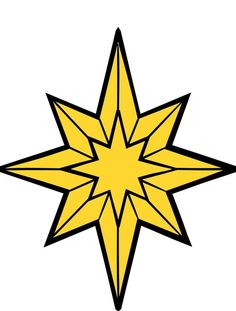 a yellow and black star with four pointed stars on the center, as if it were an origami