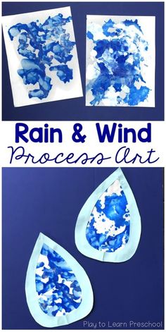 rain and wind art project for kids to do with watercolor paper, glue and scissors