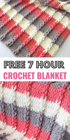 a crocheted blanket with the text free 7 hour crochet blanket