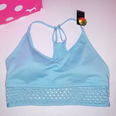 Victoria Secret Pink Sports Bra Medium Solid Light Blue Mesh Racerback Pullover Removable Padding Wireless New With Tags *Bundle To Save Chavonne11 102120 Red Lace Bralette, Vs Pink Bras, Red Bralette, Victoria Secret Pink Bras, Pink Lace Bralette, Lace Halter Bralette, Printed Bras, Pink Bralette, Tie Dye Cotton