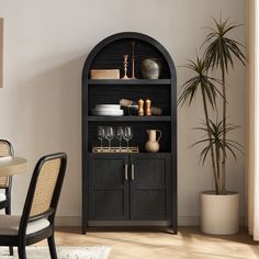 Black Accent Decor, Livingroom Table, Minimalist Bookcase, Arched Cabinet, Cave Room, Storage Bookcase, Wooden Storage Cabinet, Bookshelf Storage, Kitchen Pantry Cabinets