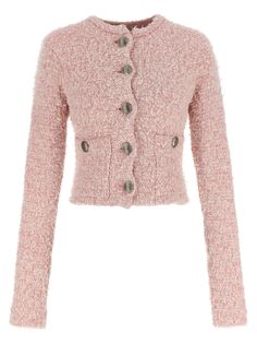 73% cotton 24% polyamide 3% vi Balenciaga Sweater, Tweed Cardigan, Balenciaga Women, Versace Shop, Luxury Dress, Cropped Cardigan, Fashion Luxury, Bold Fashion, Pink Sweater