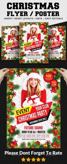 christmas party flyer template - clubs and events flyers print templates, pst format