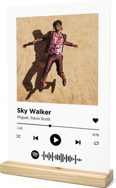 a wooden plaque with an image of sky walker on it