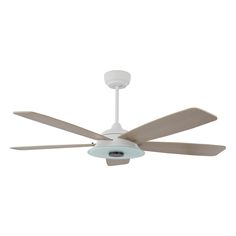 Carro USA JOURNEY 52 inch 5-Blade Smart Ceiling Fan with LED Light Kit & Remote - White/Light Wood fan blades Canopy Cover, Ceiling Fan With Remote, Silver Lights, Google Assistant, Fan Speed, Structure Design, Grey Wood, Ceiling Fans, Ceiling Fan With Light