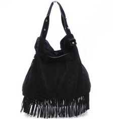 Sam Edelman Bags | Suede Leather Studded Fringe Bag | Poshmark Leather Hobo Bag With Large Capacity For Evening, Evening Suede Bag, Evening Suede Bags With Leather Handles, Suede Evening Bag, Evening Suede Hobo Bag With Soft Leather, Evening Hobo Bag With Gunmetal Hardware In Satchel Shape, Tote Shoulder Bag With Palladium Hardware For Shopping, Soft Suede Leather Evening Shoulder Bag, Evening Suede Satchel Bag