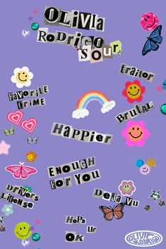 an image of the words happy on purple background