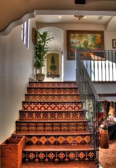 the stairs are decorated with intricate designs