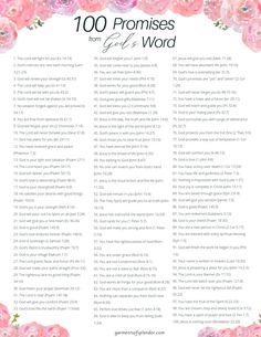 the 100 proms for girls word list is shown with pink flowers and green leaves