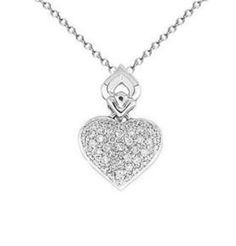 Imagine you're at a party and everybody's talking about your diamond heart necklace. Yes, this elegant diamond heart necklace is sure to be noticed. It features 0.50-carat round diamonds set in 18k white gold. The pendant is suspended from an 18-inch cable chain that secures with a lobster claw clasp.  Diamond Weight: 0.50 ct Diamond Color: H Diamond Clarity: SI Luxury Heart-shaped Diamond White Necklace, White Gold Heart Shaped Diamond Necklace With Brilliant Cut, Heart-shaped Brilliant Cut White Gold Diamond Necklace, Heart Shaped Brilliant Cut White Gold Diamond Necklace, Formal White Gold Heart Necklace With Single Cut Diamonds, Classic Diamond White Diamond Necklace For Valentine's Day, Silver Heart-shaped Diamond Necklace With Pave Setting, Luxury Diamond White Heart Necklace With Brilliant Cut, Heart-shaped Diamond Necklace With Pave Setting For Anniversary