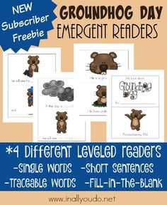 groundhog day emerger readers with four different levels and short sentences to print