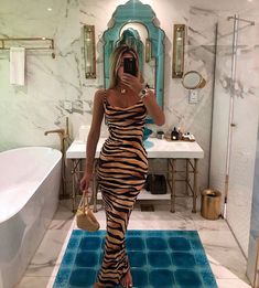 Tiger Print Dress, Slim Bodycon Dress, Spaghetti Strap Bodycon Dress, Looks Party, Sleeveless Bodycon Dress, Long Summer Dresses, Tiger Print