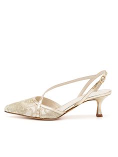 Something Bleu Women’s Seveyn Slingback Kitten Heel in Platinum/White Fitted Cream Slingback Pumps For Formal Occasions, Elegant Slingback Pumps For Galas, Formal Cream Slingback Pumps With Leather Sole, Elegant Slingback Pumps With Leather Sole, Elegant Slingback Pumps With Heel Strap For Galas, Elegant Beige Slingback Pumps For Wedding, Elegant Slingback Heels For Galas, Elegant Fitted Slingback Pumps With Leather Sole, Canvas Shoes Outfit