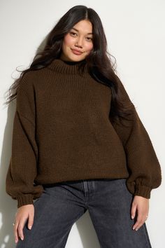 Attn: You found your new go-to sweater. With an oversized fit, balloon sleeves, and ribbed crew neckline, this is the knit you can't live without. People References, Heavy Knit, Knit Pullover, Balloon Sleeves, Knitted Pullover, Chunky Knit, New Shop, Crew Neckline, Set Dress