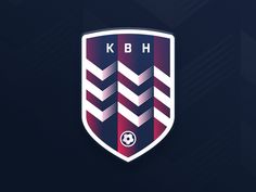 the k b h logo on a dark blue and red background with white letters that read k b h