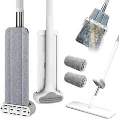 three different types of cleaning tools and accessories