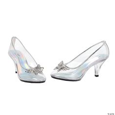 Perfect for every princess! Clear closed toe pump with decorative metallic butterfly at the toe and a 3 inch heel. Cinderella Glass Slipper, Princess Heels, Metallic Butterfly, Ellie Shoes, Costume Shoes, Glass Slipper, 3 Inch Heels, Latest Sneakers, Pump Dress