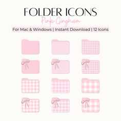 pink gingham for mac and windows instant download 12 icons by folderlicons