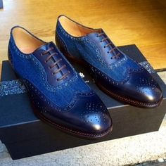 Luxury Navy Suede Leather Brogue Shoes for Men Fashion Shoes Men Fashion Shoes, Quality Leather Boots, Celebrities Fashion, Leather Formal Shoes, Custom Design Shoes, Suede Leather Shoes, High Ankle Boots, Leather Brogues, Oxford Shoes Men