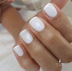 Gel Manicure For Bride, Short White Wedding Nails, Very Short White Nails, White Nails Square Short, Dip Powder Nails French Tip Color, Dip Powder French Manicure, Neutral Nails Wedding, Cute Nails For Fall, Bride Nails