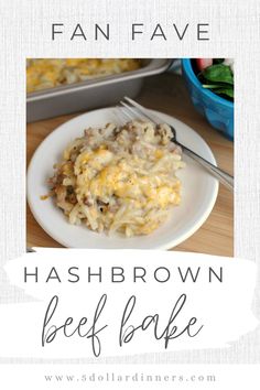 hashbrown beef bake with text overlay