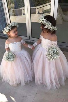 SP1597,Chic Long Sleeves Off-The-Shoulder Tulle Flower Girl Dresses · SofieProm · Online Store Powered by Storenvy Champagne Flower Girl, Long Flower Girl Dresses, Long Sleeve Ball Gowns, Toddler Flower Girls, Pink Flower Girl Dresses, Toddler Flower Girl Dresses, Tulle Flower Girl, Tulle Flowers, Princess Ball Gowns