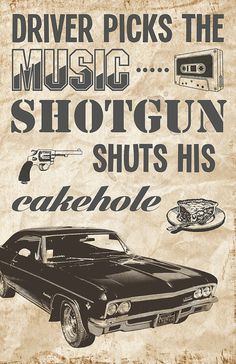 an old advertisement for a car show with the words, driver picks the music shotgun