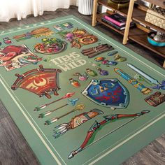 an area rug with various cartoon characters on it