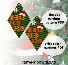 I suggest you make these simple beaded earrings Please note that you will only receive a diagram but not an explanation of how to create it, to create you must already have brick weaving skills This pattern is made using  beads. Miyuki Delikas Size 11  But you can replace them with any other beads that match in color and shape, you are not limited to colors or type of beads, just do what you like with what you like PDF pattern Long earrings  "Santa Claus hat"  file includes: A) Bead legend with name, color, B) the amount of beads needed for this pattern C) Enlarged image of the template D) Bead Chart The pattern kit does not include teaching materials; purchase requires brick embroidery skills))  There is a lot of educational material on YouTube)) You will receive 1 PDFs+ including a color Christmas Beaded Earrings, Simple Beaded Earrings, Seed Bead Jewelry Patterns, Diy Seed Bead Earrings, Stitch Earrings, Do What You Like, Santa Claus Hat, Brick Stitch Earrings, Christmas Bead