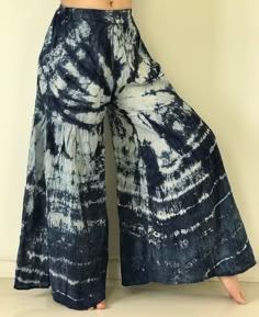 "Handmade indigo Cotton Yoga Pants Elastic waist pants..Very comfy Pants and so beautiful - Free-size: Will fit woman - Condition: Brand new without tags. Material : 100% Cotton - Made in Thailand Approx. Measurement: Waist: 26\" - 33\" Hip: up to 44\" Length: 33\" Angle : 46\" Shipping & Handling * Parcels will be ship via DHL Express Fabric: Light Thai Cotton A light summer cotton with bold tie dye art. Each print is unique so yours may differ in detail, color, and pattern from that pictur Tie Dye Art, Cotton Yoga Pants, Yoga Harem Pants, Dye Art, Samurai Pants, Handmade Pants, Dye Pants, Hippie Pants, Pants Elastic Waist