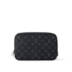 LOUIS VUITTON® - Toilet Pouch Gm - Eclipse Luxury Black Rectangular Pouch, Toiletry Pouch, Cosmetic Bottles, Louis Vuitton Official, Travel Pouch, Cosmetic Case, Canvas Leather, Toiletry Bag, Travel Accessories