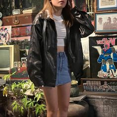 Leather Jacket Outfits, Mode Inspo, 가을 패션, Outfit Inspo Fall, Black Leather Jacket, Looks Vintage, Aesthetic Outfits, Outfits Casuales