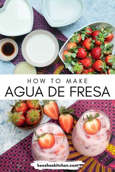 Agua De Fresa Con Leche | How to Make Agua De Fresa Strawberry Agua Fresca, Strawberry Water, Strawberry Drinks, Mexican Restaurants, Mexican Drinks, Easy Drink Recipes, Cheap Healthy Meals, Mexican Cooking, Healthy Coffee