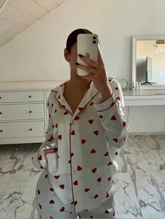 #goodmorning #heart H&m Pyjamas, Cute Pyjama Aesthetic, Pyjamas Aesthetic, Heart Pyjamas, Pyjama Aesthetic, Pijama Outfit, Cute Pyjama, Pajamas Aesthetic, Silk Pjs