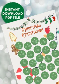 a printable christmas calendar with the holidays around the world in green and red on it