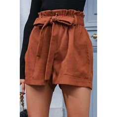 Classic corduroy brown shorts. Elastic waist with decorative tie. These super fun shorts are perfect for you! Style me dressy or casual and achieve the perfect look either way. Runs true to size. Model is wearing a size small. Street Fits, Casual Tie, Corduroy Shorts, Tie Length, Tie Shorts, Short Waist, Loose Shorts, Color Shorts, Casual Fits