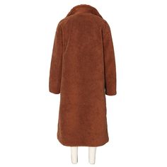 Collar:Notched CollarSleeve Length:FullPattern:Pure ColorSize:S,M,L,XLType:OutwearMaterial:PolyesterColor:BrownDecoration:None Long Faux Fur Coat, Hip Clothes, Women Overcoat, Teddy Coat, Off Shoulder Sweater, Brown Coat, Short Leggings, Romper Pants, New Arrival Dress