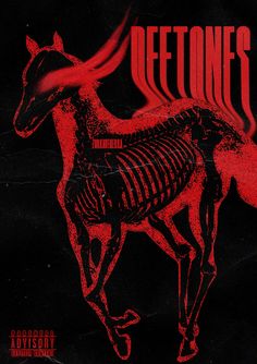 an image of a horse skeleton with the word deftones on it's side