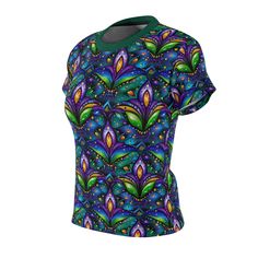 Elevate your wardrobe with our Mardi Gras Fantasy Drops All-Over Print T-Shirt, a classic and comfortable choice that's appealing from every angle. Crafted with the freedom of creativity in mind, this high-quality AOP shirt is a vibrant canvas for your self-expression. The ornamental design, reminiscent of stained glass water drops, showcases colorful fantasy realism with hand-painted details. Its vibrant stage backdrop, crafted with crystal-like precision, creates a mesmerizing and cartoonish m Womens Mardi Gras Shirt, Stage Backdrop, Mardi Gras, Print T Shirt, T Shirts For Women, Wardrobe, Glass, T Shirt, Black