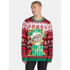 Introducing the ultimate festive essential: Holiday Time Men's Long Sleeve Christmas Sweater! Elevate your holiday style with this cozy, knit sweater featuring classic seasonal motifs. But that's not all  stay refreshed on-the-go with a convenient drink pocket, perfect for holding your favorite beverage while mingling at parties or cozying up by the fire. Crafted for comfort and merriment, it's the must-have addition to your winter wardrobe. Cheers to festive fashion! Exclusively at Walmart. Siz Chunky Pullover Sweater, Crew Neck Sweater Men, Mens Ugly Christmas Sweater, Time Clothes, Present Christmas, Pullover Sweater Men, Christmas Sweater Men, Xmas Sweater, Cozy Knit Sweater