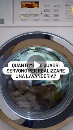 a washing machine with the words quanti mi quadri serono per realizare una lavanderia?