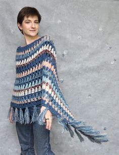 Blue Bohemian Cape For Fall, Bohemian Blue Cape For Fall, Bohemian Blue Fall Cape, Bohemian Knitted Cape Poncho, Bohemian Crochet Shawl Poncho, Bohemian Crochet Poncho For Winter, Winter Bohemian Crochet Poncho, Bohemian Yarn Poncho For Fall, Bohemian Crochet Wrap One Size