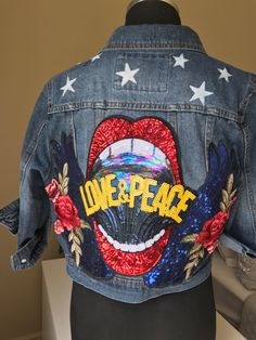 Trendy Denim Jacket With Sequins, Spring Denim Jacket With Sequins, Sequin Denim Jacket For Spring, Jean Jacket Patches, Sequin Jeans, Sequin Patch, Womens Jackets, Patched Jeans, Evil Eye Necklace