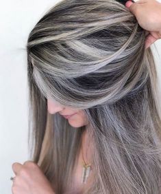 Highlight White Hair, Highlights For White Hair, Ash Highlights, Colour Highlights, Ash Hair, Ash Brown Hair, Brown Hair Looks, Dark Hair With Highlights, Silver Hair Color